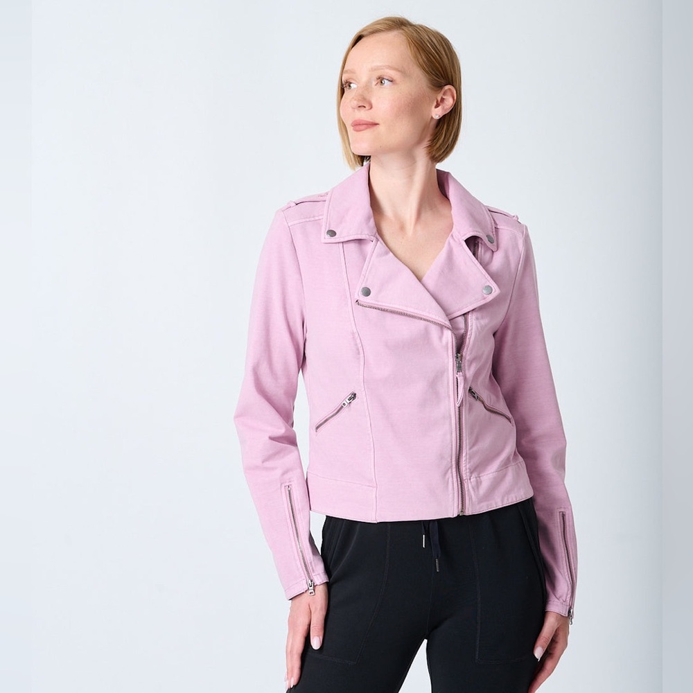 Anthropologie Marrakech Jaxon Knit Moto Jacket Lilac Large NEW Boho Bikercore - Picture 9 of 11